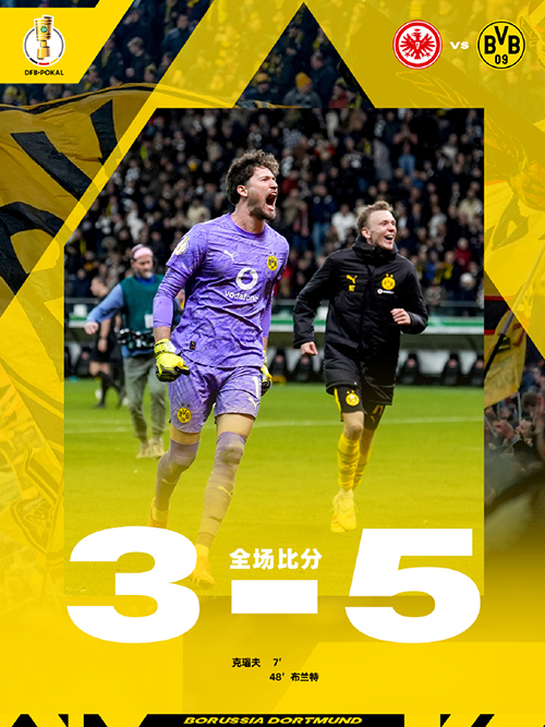 德国杯:<a href=/look/zuqiuzhibo/dortmund/ target=_blank class=infotextkey>多特蒙德</a>5-3法兰克福 布兰特破门 堂安律失点